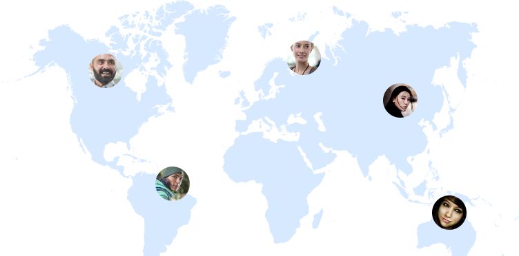 Map over the world showing that findroommate has roommates from all over the world searching for a room in Denmark